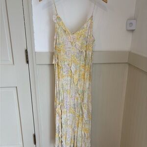 H&M Yellow and Lavender Floral Maxi Dress